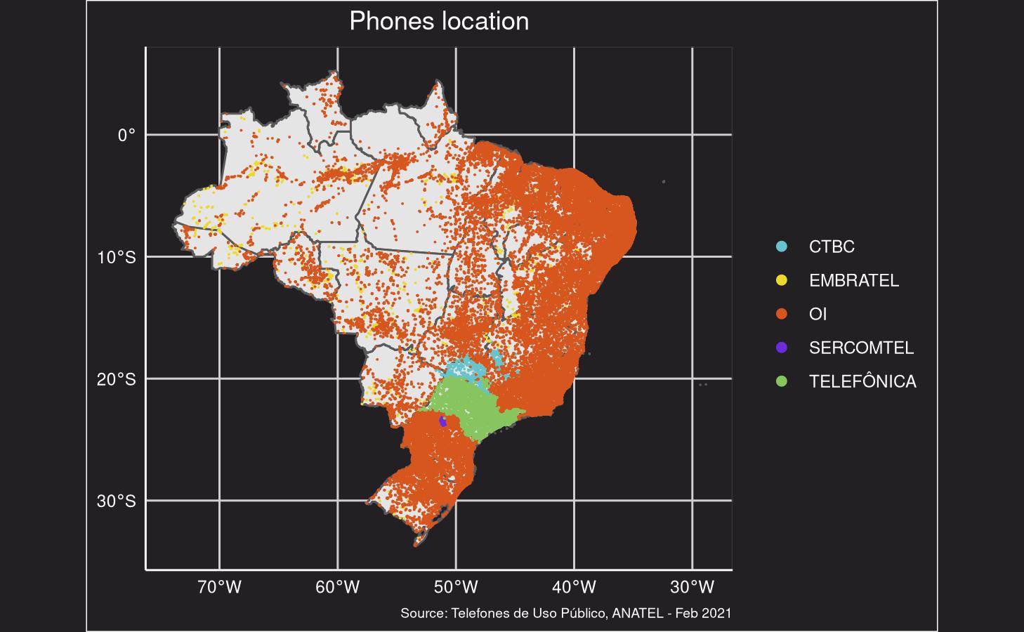 Phones map - Brazil